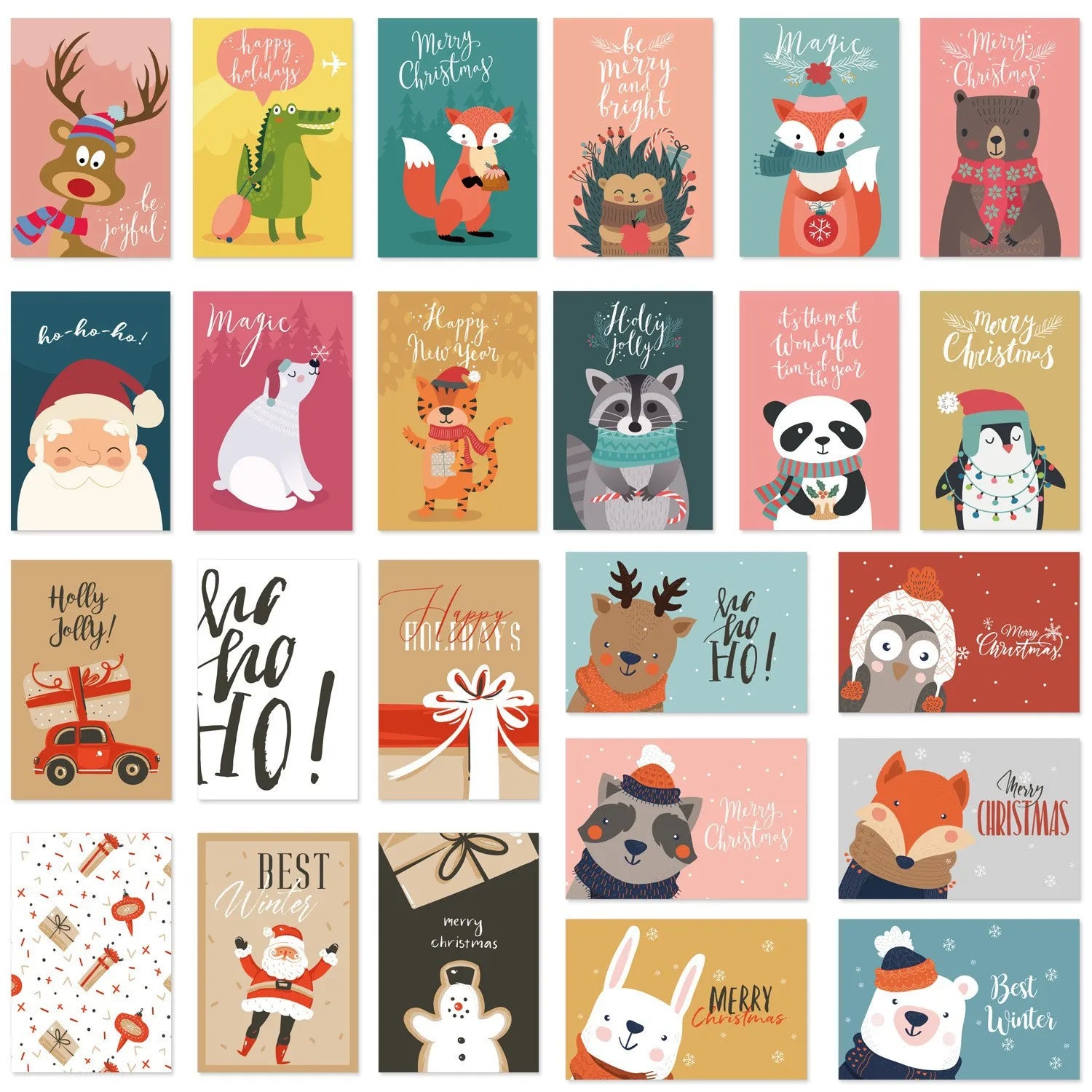 1/9/12/16/24pcs of small pop-up Christmas gift cards with envelopes and stickers, adorable holiday pop-up card kit for Christmas
