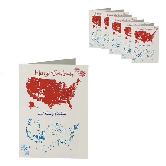 2024 America Merry Christmas Greeting Cards, and funny- Presidential Election Map Cards.