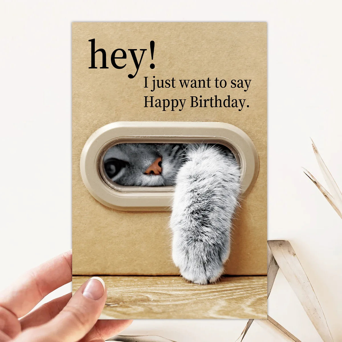 1pc Whimsical Cat Greeting Cards with Envelope, Funny Thank You/Birthday/Holiday Cards, Cute Designs for Heartwarming Gifts
