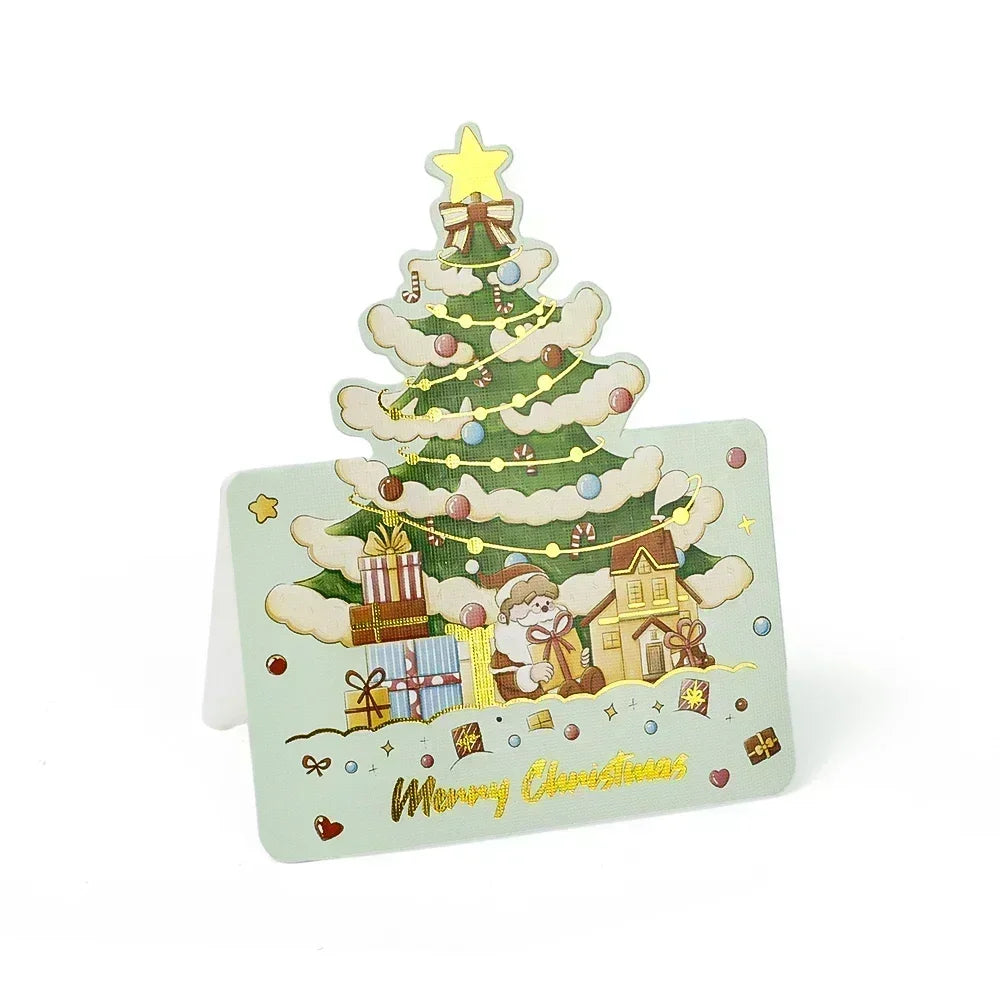 20/10/5/1Pcs Christmas Cards Greeting Invitations Foldable Bronzing Gifts Letter Home Xmas Party Envelope Decoration Accessories