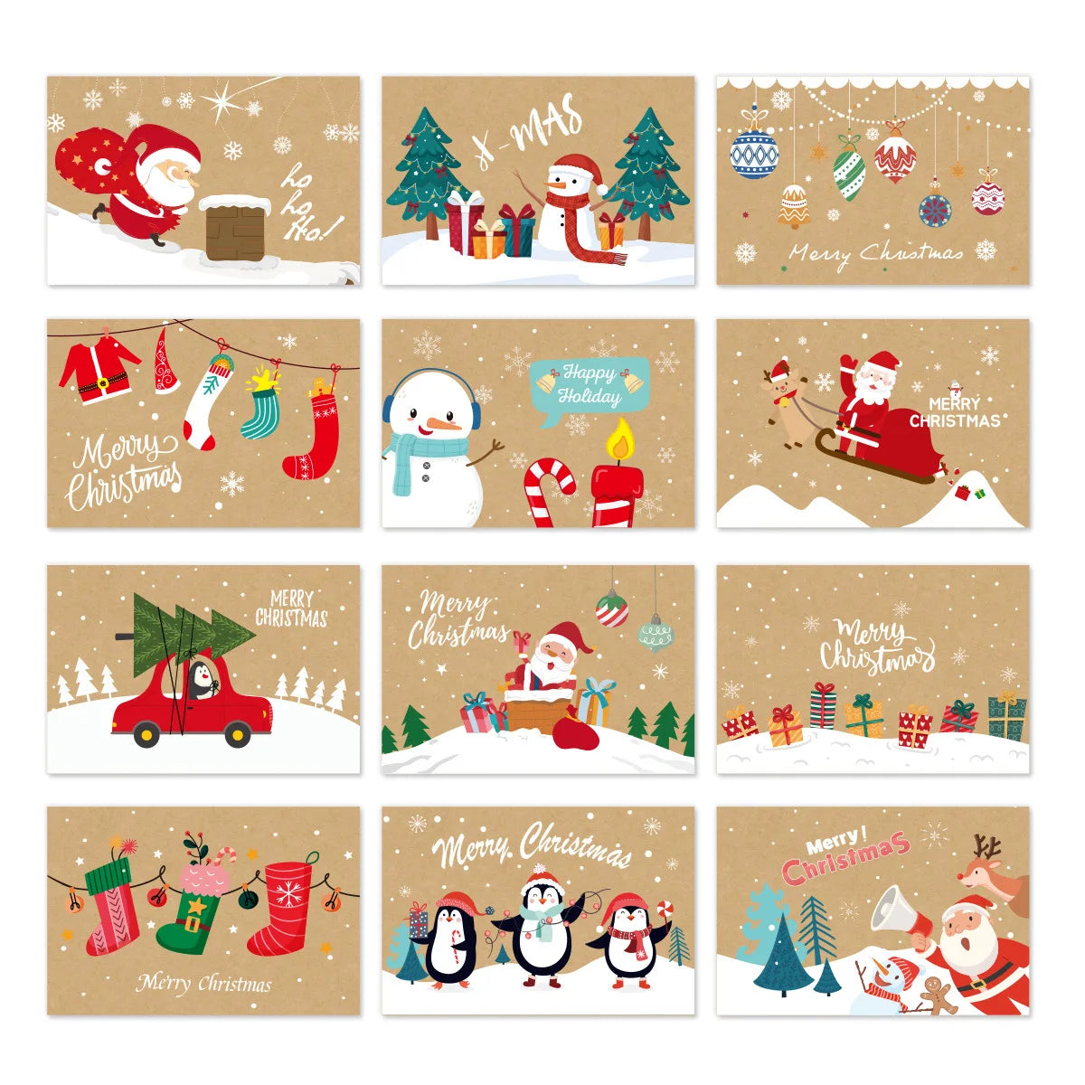 1/9/12/16/24pcs of small pop-up Christmas gift cards with envelopes and stickers, adorable holiday pop-up card kit for Christmas