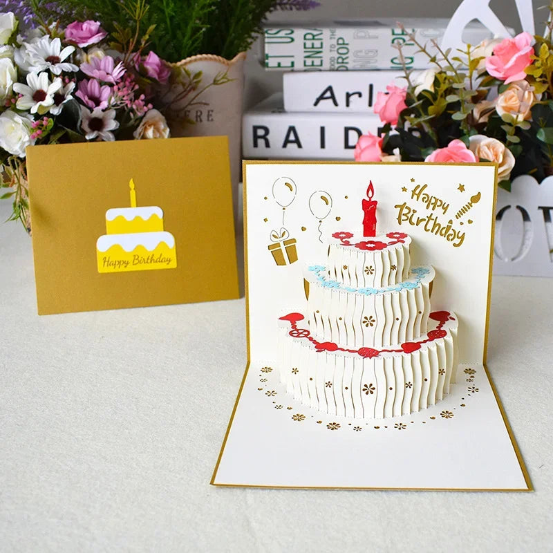 Musical Birthday Greeting Cards 3D Pop Up Gift Card with Led Music