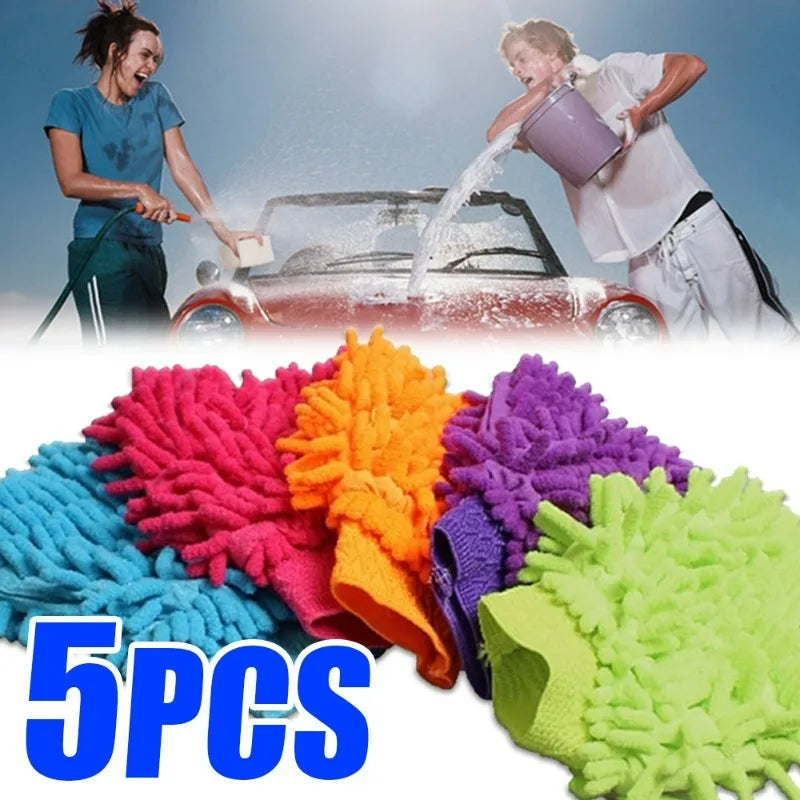 Coral Velvet Car Wash Gloves Universal Auto Chenille Microfiber Double-Sided Cleaning Gloves Soft Car Paint Surface Care Tool
