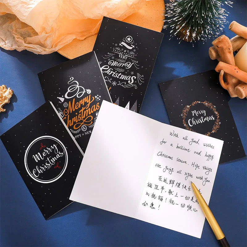 6 Pack Merry Christmas Cards with Envelopes 10x15cm Minimalistic Cards Set with Assorted Designs Featuring Traditional Images