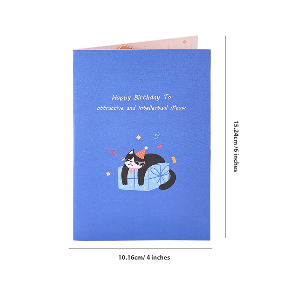 Cat Birthday Pop Up Card Celebration Birthday Greeting Cards Creative Gift Birthday Present For Lover Parents Children Friend