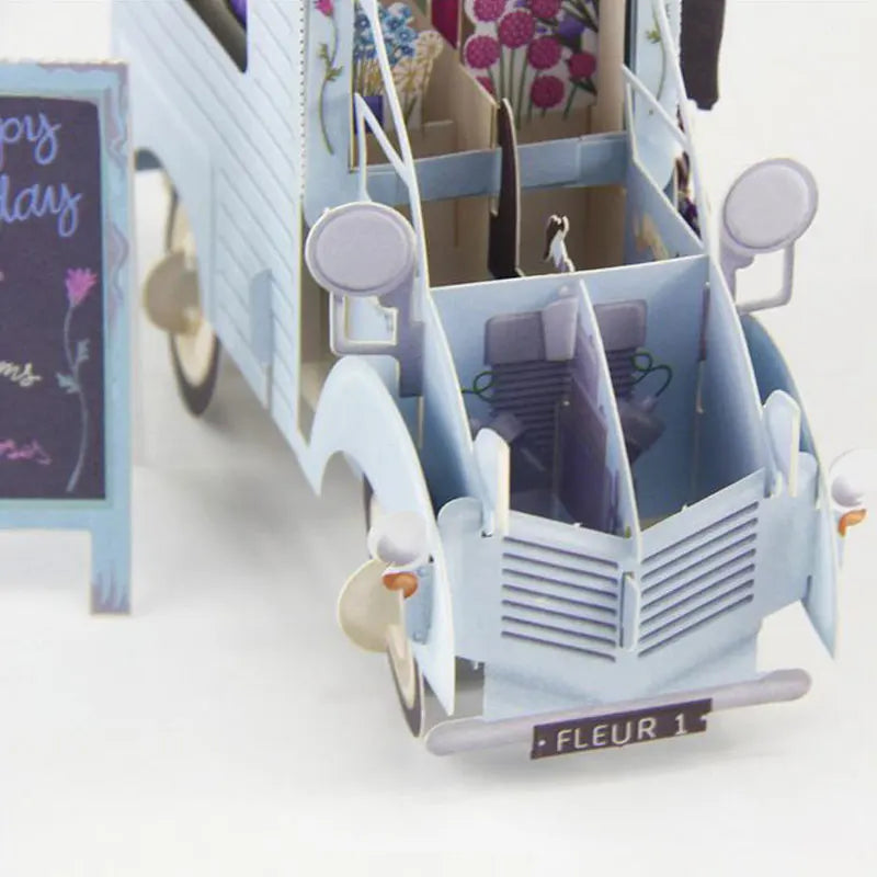 Christmas 3D Pop Up Flowers Car Greeting Cards Thank You Card Valentine Anniversary Birthday Party Invitations Card Paper Craft