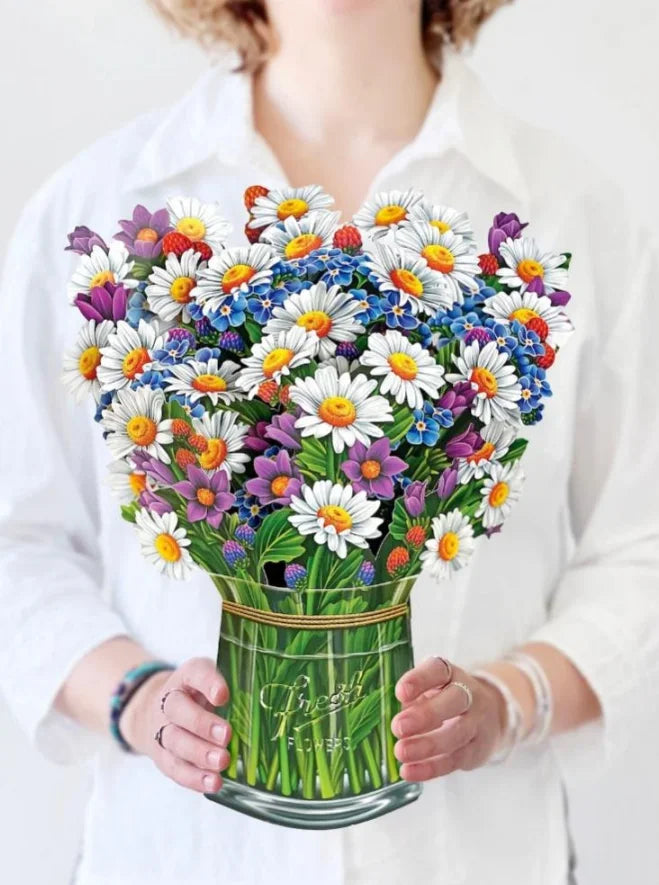 3D Pop Up Flower Greeting Card Paper Up Flower Bouque Postcard Gifts for Birthday Valentine's Mothers Day