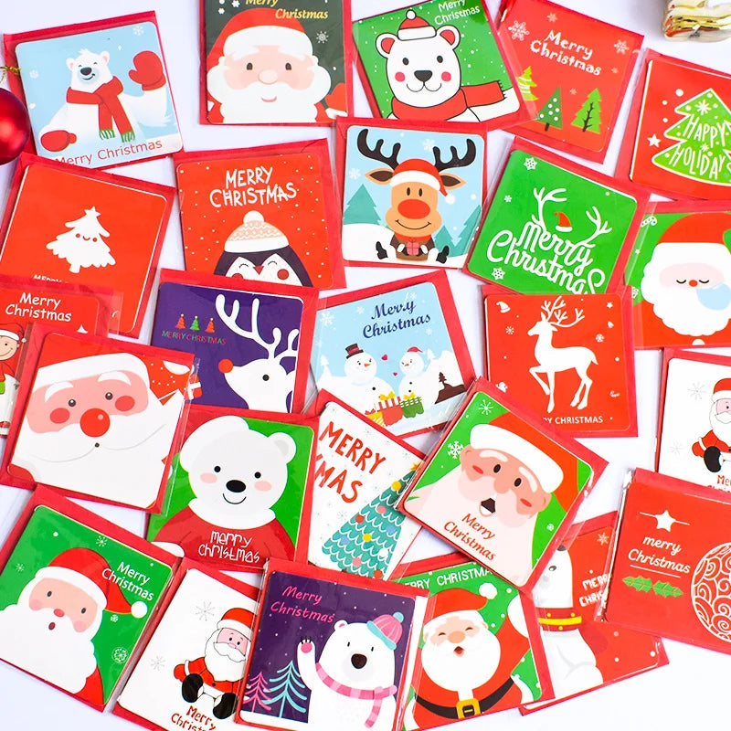 1/9/12/16/24pcs of small pop-up Christmas gift cards with envelopes and stickers, adorable holiday pop-up card kit for Christmas