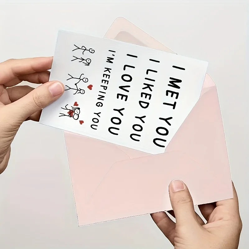 1 PC I Met You, I Like You, I Love You, I Am Keeping You Greeting Cards, Love Relationship Greeting Cards Gifts, First Together