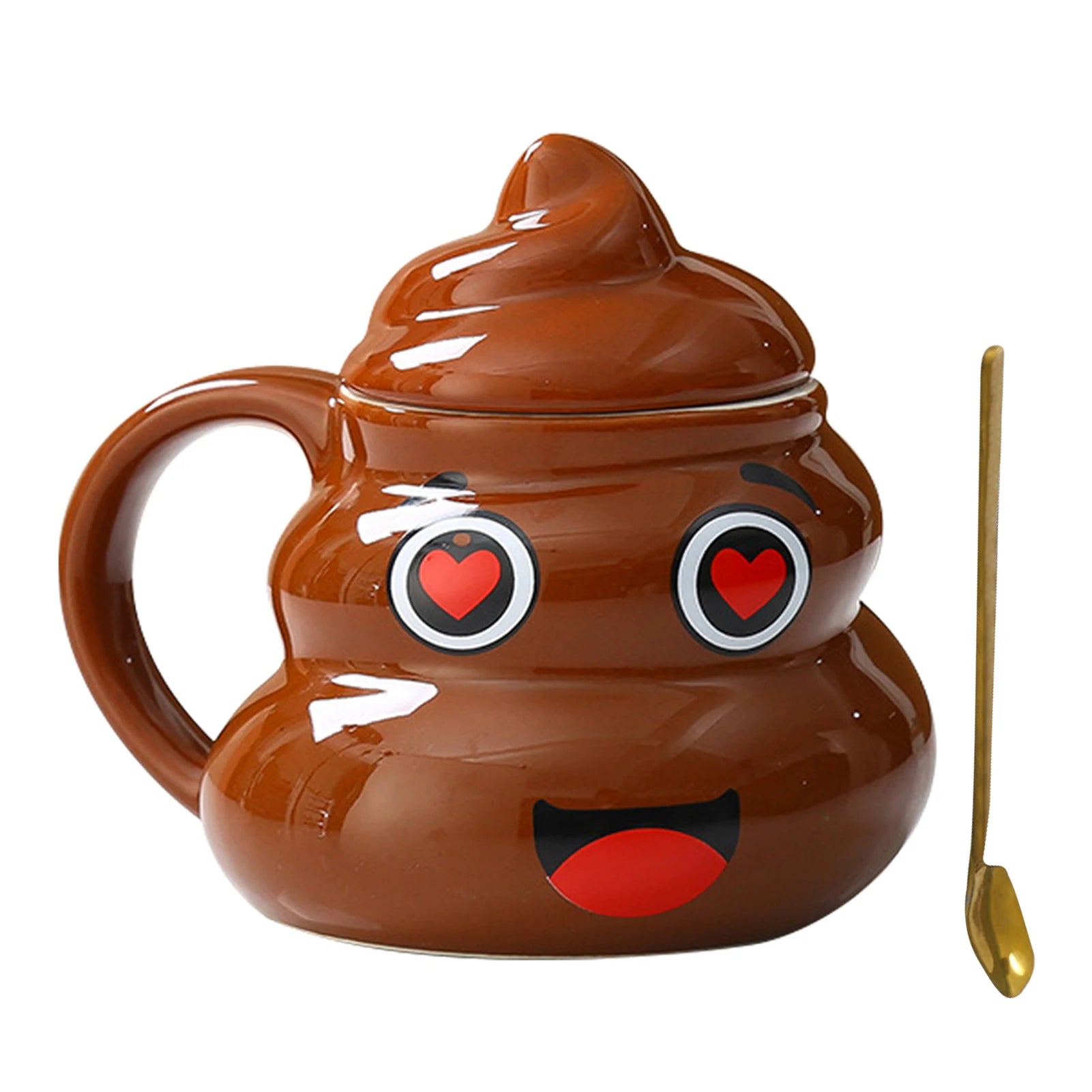 Poop Ceramic Cup,480ml Creative Coffee Cups with Spoon for Home Offices,Naughty Prank Drinkware Mug for Birthday Christmas Gift