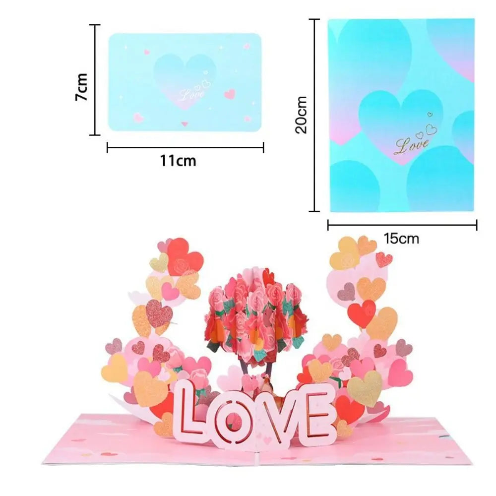Happy Valentines Day 3D Pop-Up Valentine's Day Cards Handwriting Invitation Pop UP Greeting Card