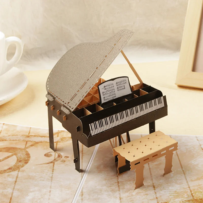 3D Pop Up Card Grand Piano Guitar Greeting Cards