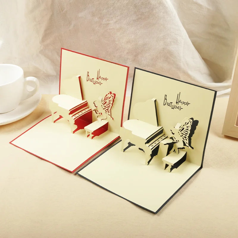 3D Pop Up Card Grand Piano Guitar Greeting Cards