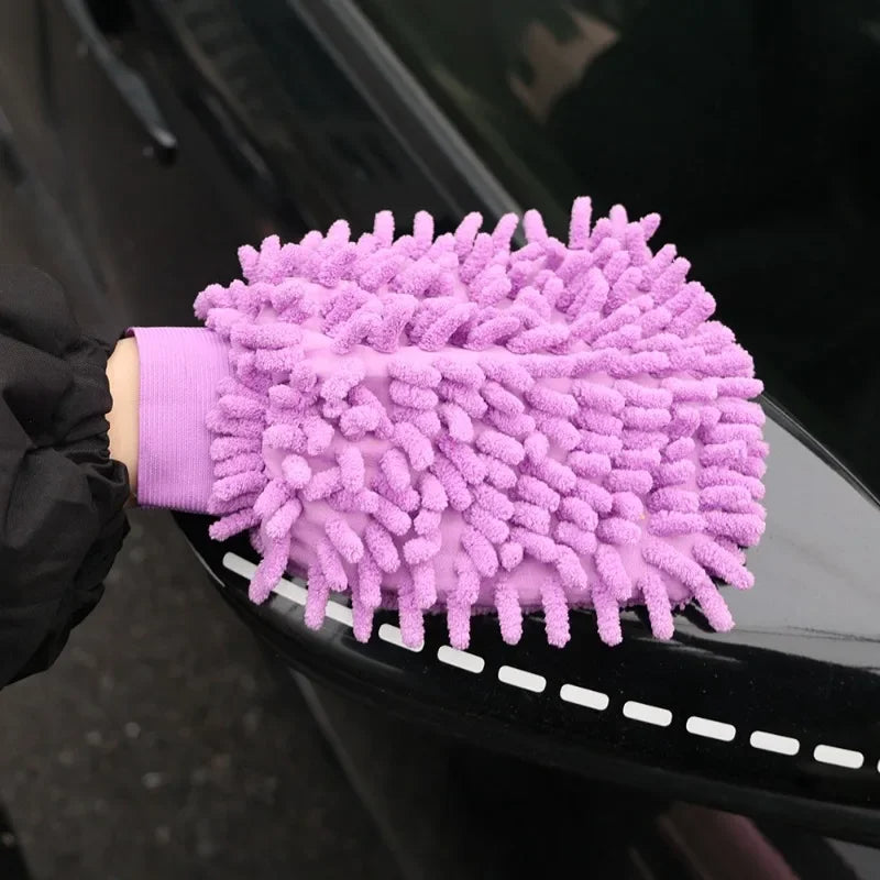 Coral Velvet Car Wash Gloves Universal Auto Chenille Microfiber Double-Sided Cleaning Gloves Soft Car Paint Surface Care Tool