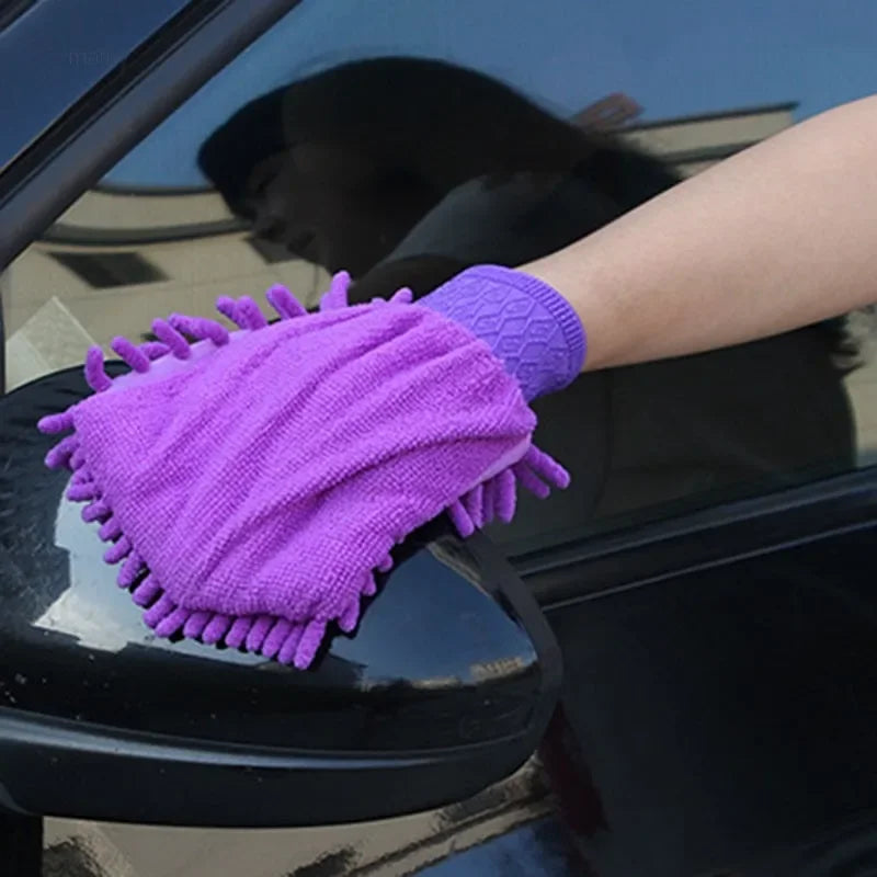 Coral Velvet Car Wash Gloves Universal Auto Chenille Microfiber Double-Sided Cleaning Gloves Soft Car Paint Surface Care Tool