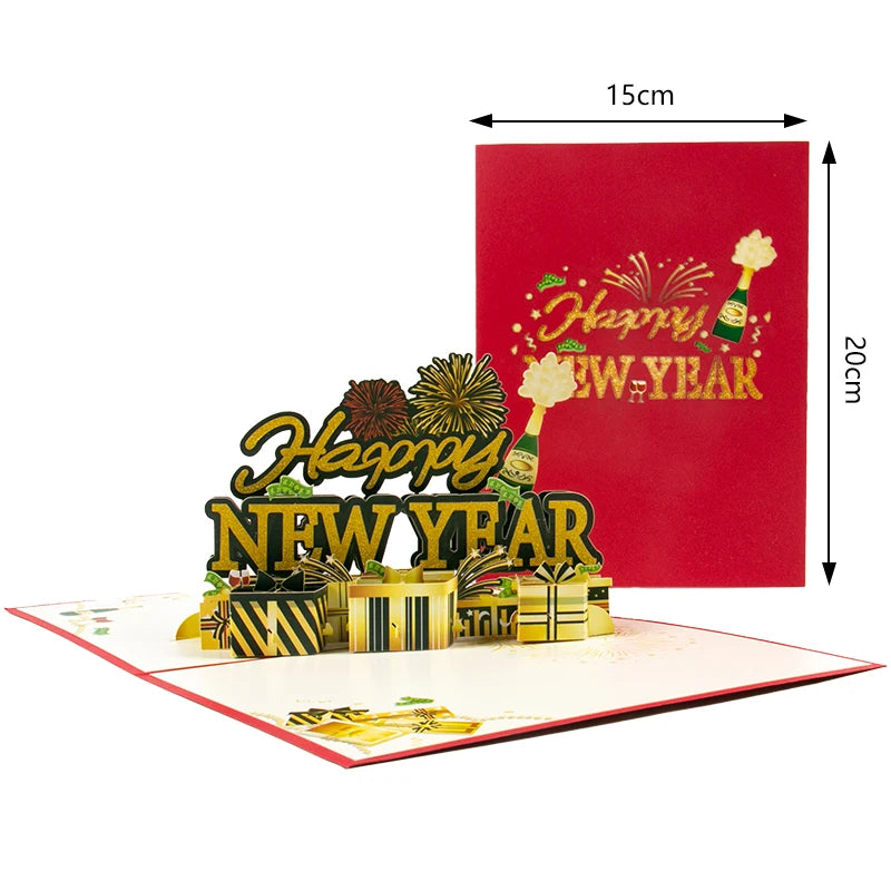 Folding Christmas Greeting Card With Envelope Santa Claus Snowman Xmas 3D Pop UP Invitation Card Postcard Navidad New Year Decor