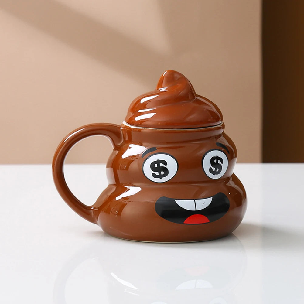 Poop Ceramic Cup,480ml Creative Coffee Cups with Spoon for Home Offices,Naughty Prank Drinkware Mug for Birthday Christmas Gift