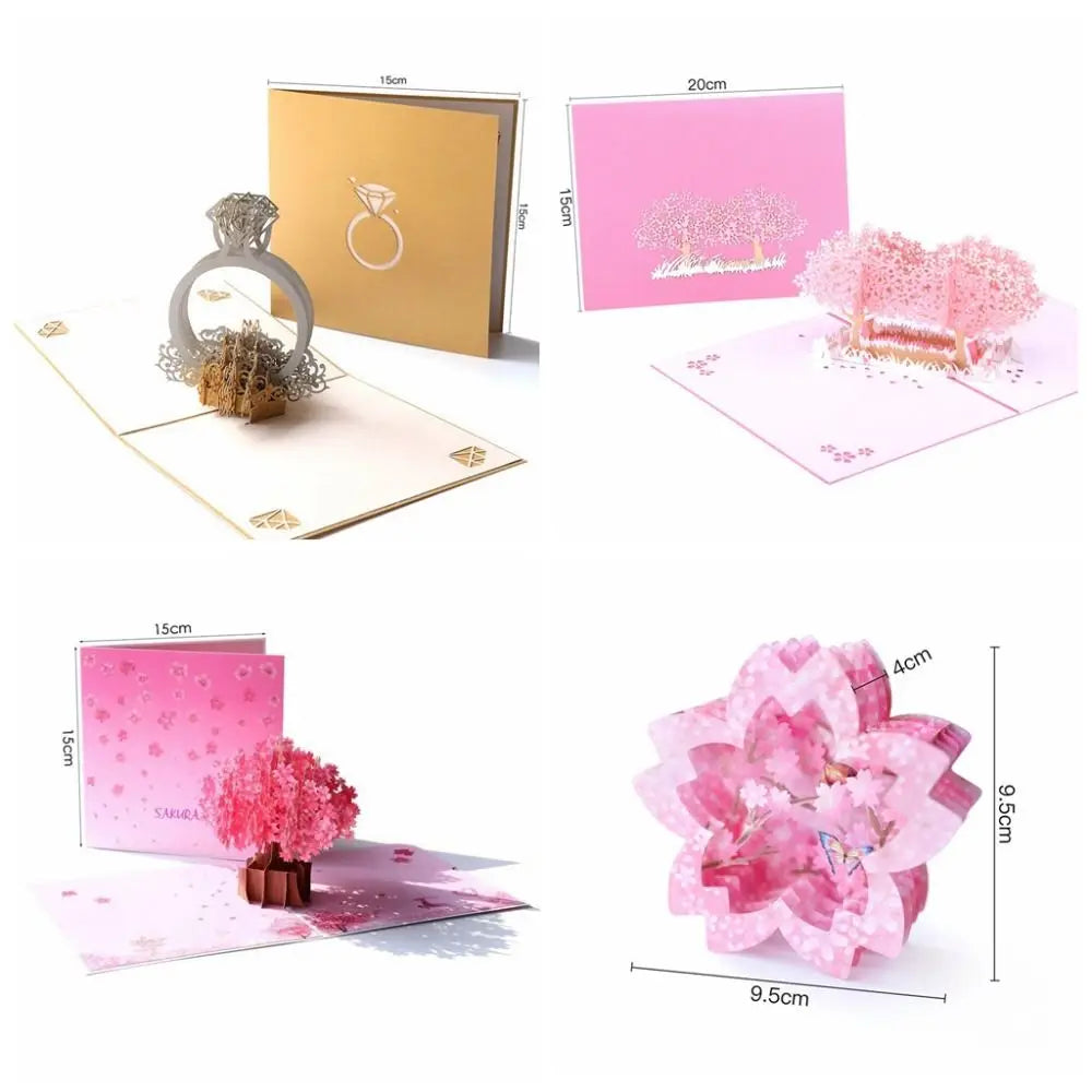 Happy Valentines Day 3D Pop-Up Valentine's Day Cards Handwriting Invitation Pop UP Greeting Card