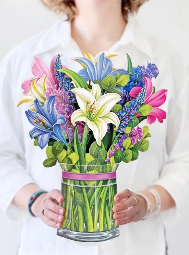 3D Pop Up Flower Greeting Card Paper Up Flower Bouque Postcard Gifts for Birthday Valentine's Mothers Day