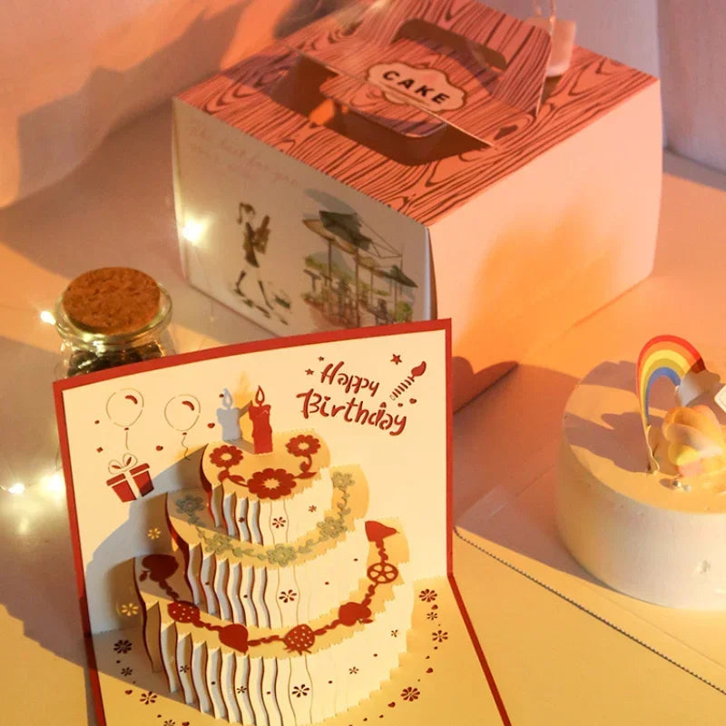Musical Birthday Greeting Cards 3D Pop Up Gift Card with Led Music
