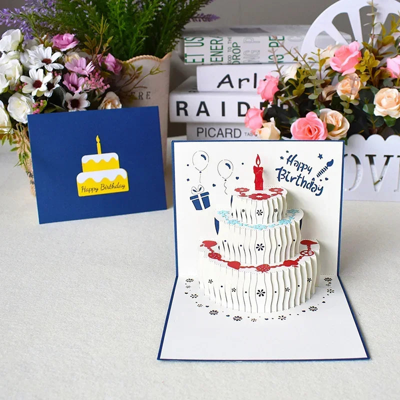 Musical Birthday Greeting Cards 3D Pop Up Gift Card with Led Music