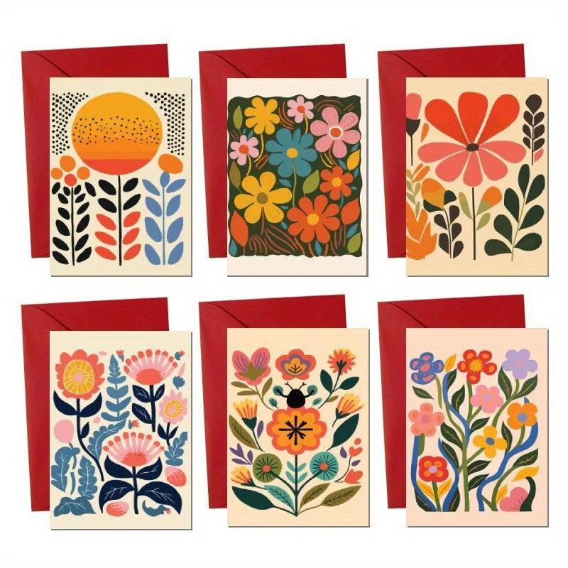 12pcs, greeting cards, (6 unique designs, 2 cards of each design)blank greeting cards, blank greeting cards and envelopes
