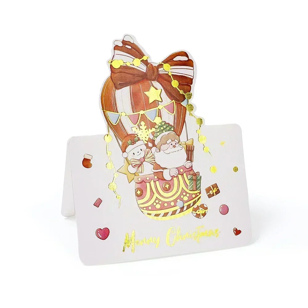 20/10/5/1Pcs Christmas Cards Greeting Invitations Foldable Bronzing Gifts Letter Home Xmas Party Envelope Decoration Accessories