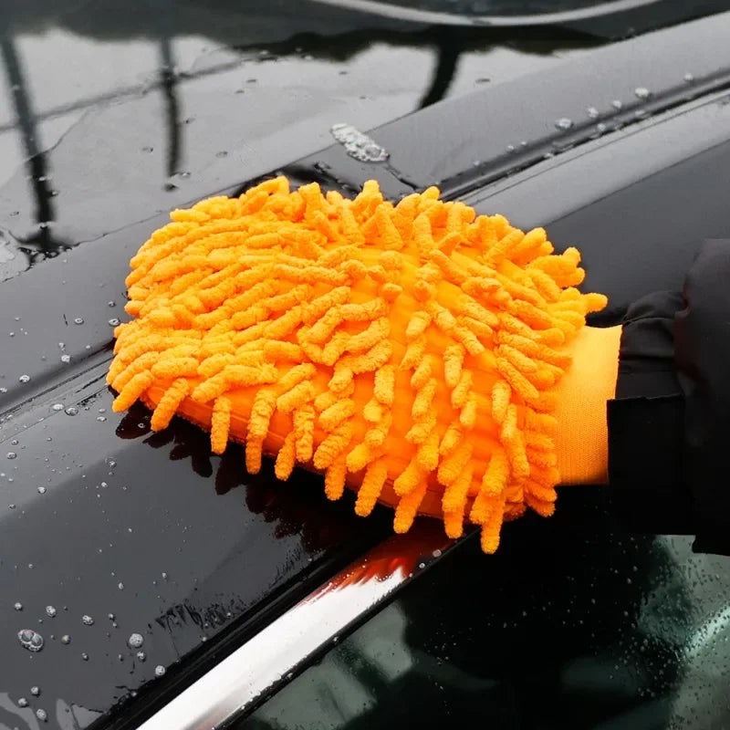 Coral Velvet Car Wash Gloves Universal Auto Chenille Microfiber Double-Sided Cleaning Gloves Soft Car Paint Surface Care Tool