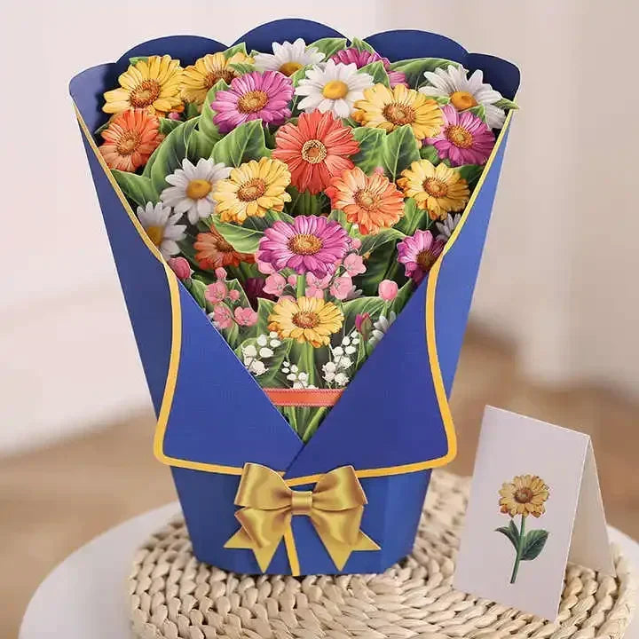 1/3/5/10PCS Paper Flower Bouquet Card 3D Pops-up Bouquet Forever Paper Hand Bouquet Valentine's Day Gift Mother's Day Cards