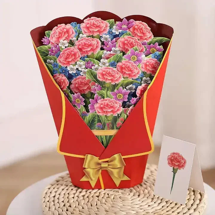 1/3/5/10PCS Paper Flower Bouquet Card 3D Pops-up Bouquet Forever Paper Hand Bouquet Valentine's Day Gift Mother's Day Cards