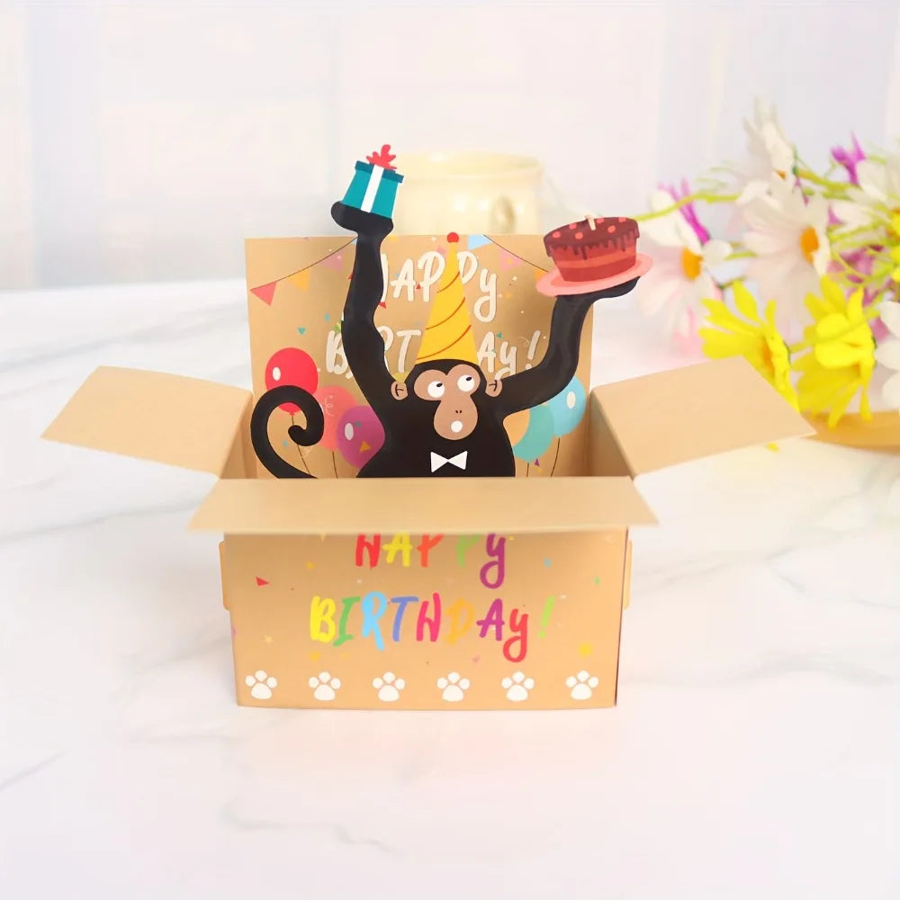 3D Pop Up Birthday Card with French Bulldog Funny Happy Birthday Surprise Gift with Envelope Notecard for Women Men Girls Boys