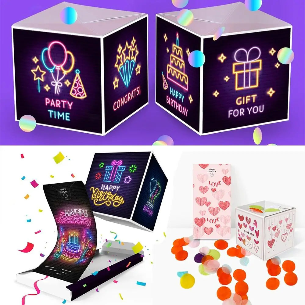 Anniversary Exploding Confetti Surprise Card Cards Pop Up Explosion Creative Bounce Box Party Decorations Surprise Jumping Box