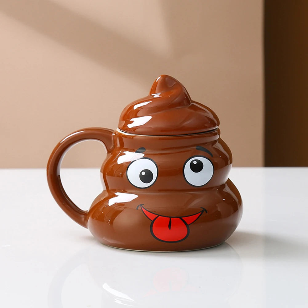 Poop Ceramic Cup,480ml Creative Coffee Cups with Spoon for Home Offices,Naughty Prank Drinkware Mug for Birthday Christmas Gift