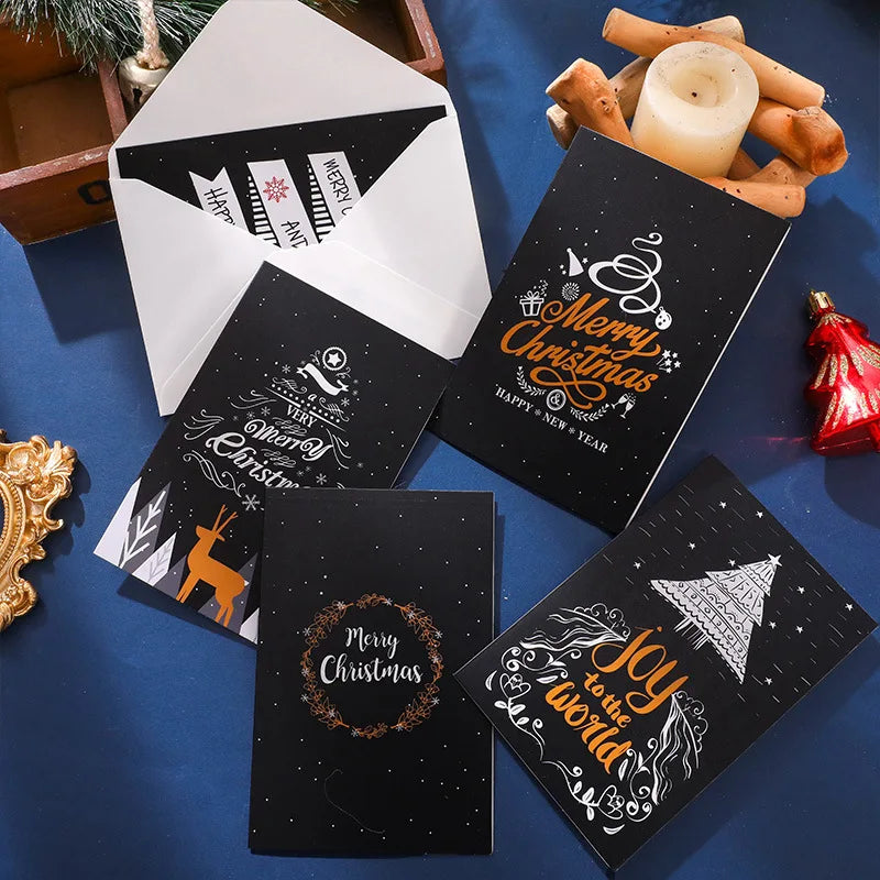 6 Pack Merry Christmas Cards with Envelopes 10x15cm Minimalistic Cards Set with Assorted Designs Featuring Traditional Images
