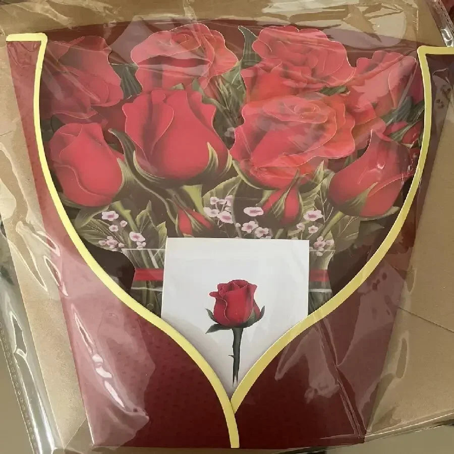 1/3/5/10PCS Paper Flower Bouquet Card 3D Pops-up Bouquet Forever Paper Hand Bouquet Valentine's Day Gift Mother's Day Cards