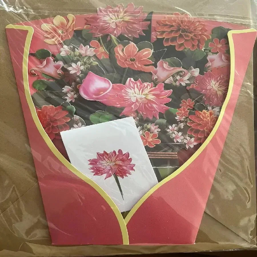 1/3/5/10PCS Paper Flower Bouquet Card 3D Pops-up Bouquet Forever Paper Hand Bouquet Valentine's Day Gift Mother's Day Cards