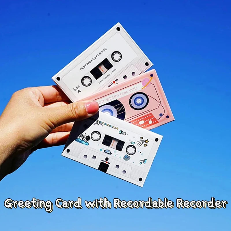 Greeting Card With Recordable Recorder DIY Greeting Post Card Sound Voice Chip Audio Recorder Music Gift Cassette Tape