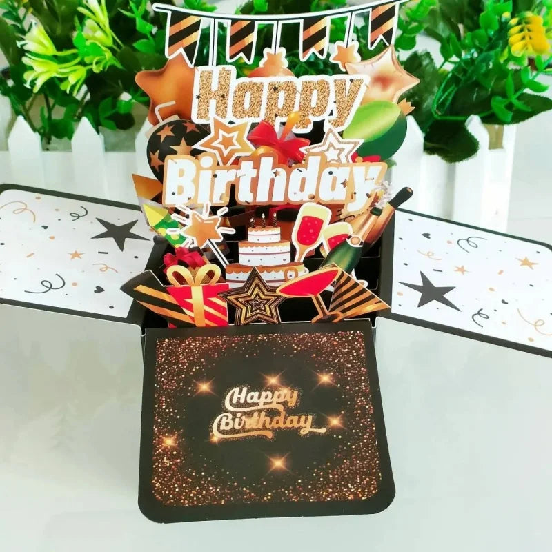 Special Gift Birthday Wishes 3D Pop Up Card With Music Lights Happy Birthday Creative Stereoscopic Box Gift For Kid Family Decor