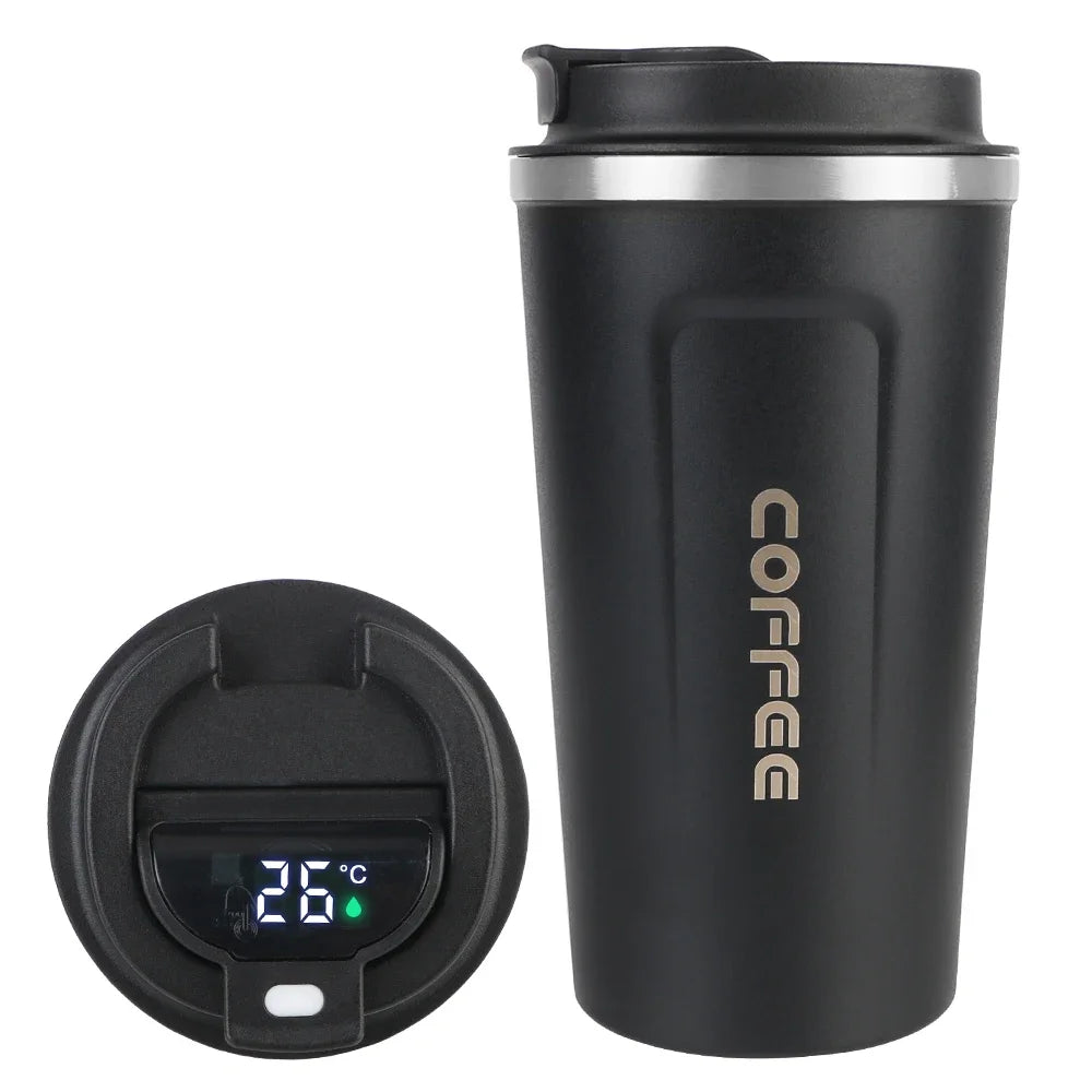Smart Coffee Tumbler 380ml 510ml Stainless Steel Intelligent Temperature Display Travel Mug Thermos Cup with Portable Rope