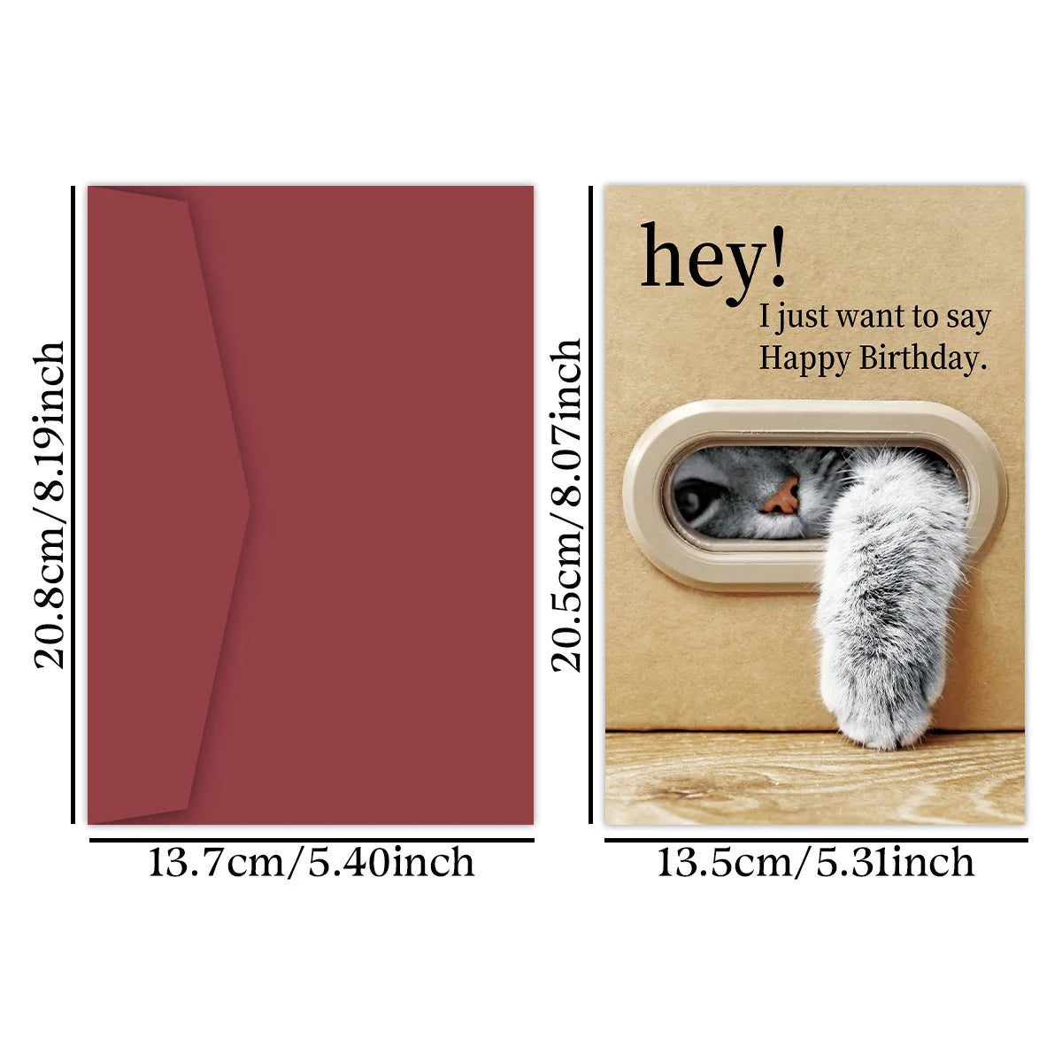 1pc Whimsical Cat Greeting Cards with Envelope, Funny Thank You/Birthday/Holiday Cards, Cute Designs for Heartwarming Gifts