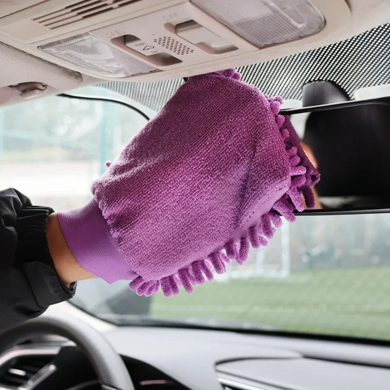 Coral Velvet Car Wash Gloves Universal Auto Chenille Microfiber Double-Sided Cleaning Gloves Soft Car Paint Surface Care Tool