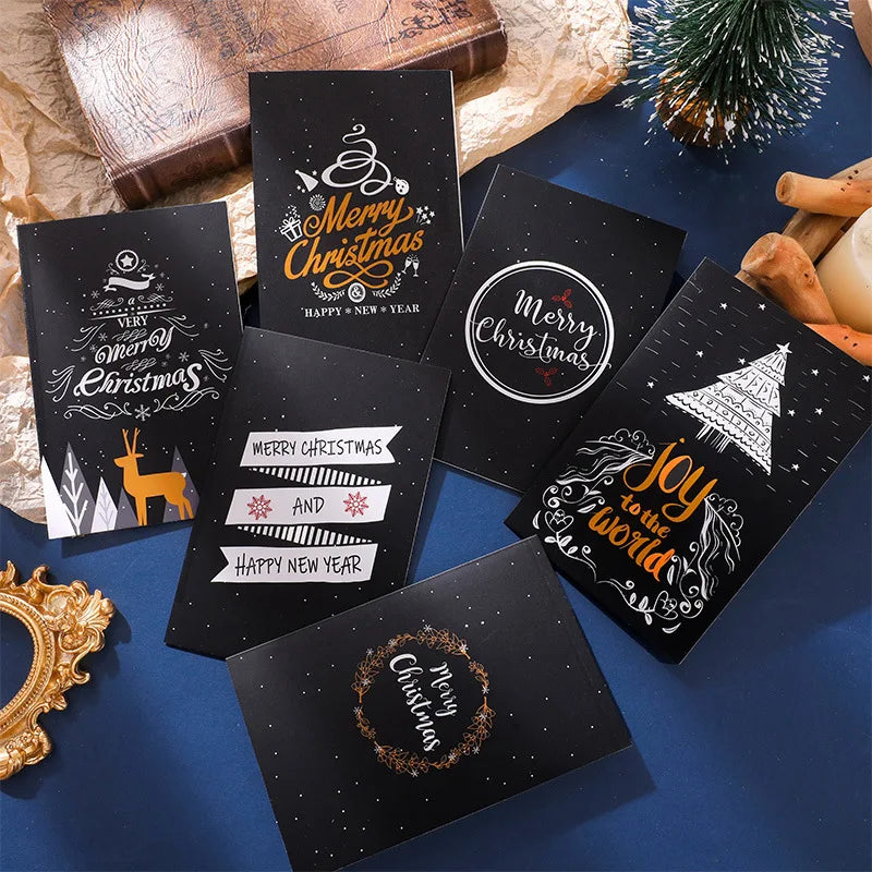6 Pack Merry Christmas Cards with Envelopes 10x15cm Minimalistic Cards Set with Assorted Designs Featuring Traditional Images