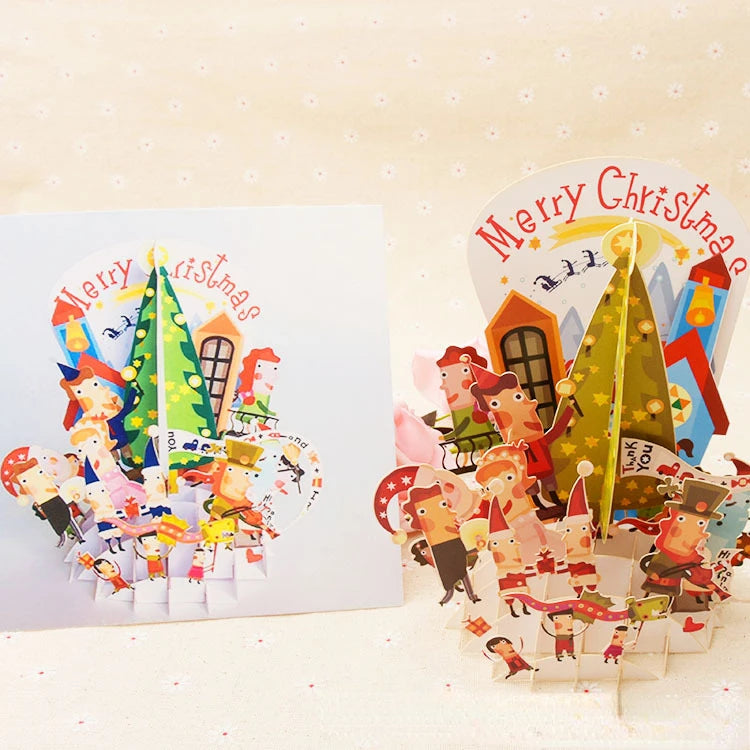 Christmas 3D Pop Up Flowers Car Greeting Cards Thank You Card Valentine Anniversary Birthday Party Invitations Card Paper Craft