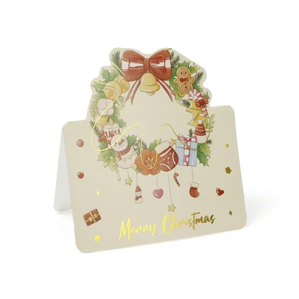 20/10/5/1Pcs Christmas Cards Greeting Invitations Foldable Bronzing Gifts Letter Home Xmas Party Envelope Decoration Accessories