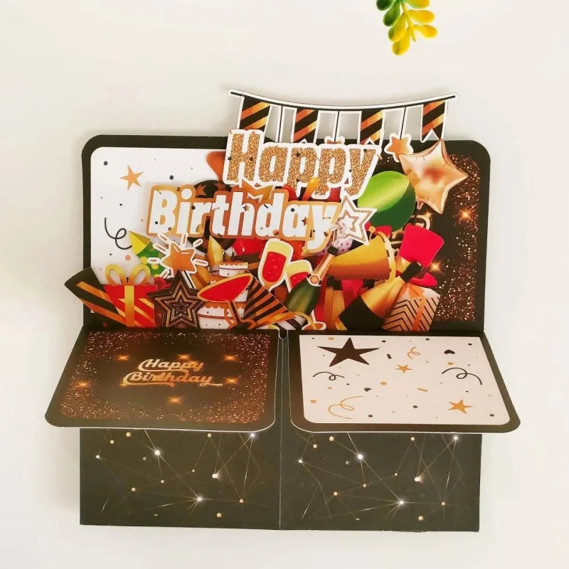 Special Gift Birthday Wishes 3D Pop Up Card With Music Lights Happy Birthday Creative Stereoscopic Box Gift For Kid Family Decor
