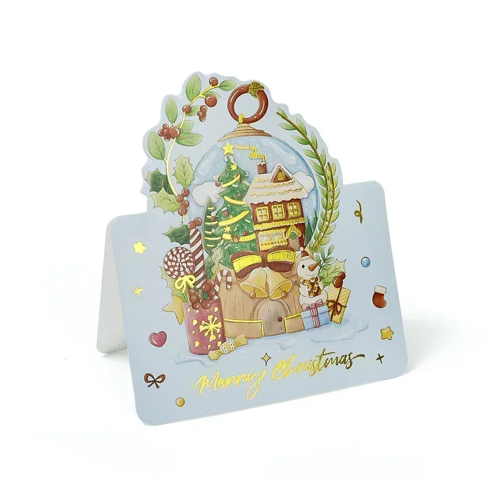 20/10/5/1Pcs Christmas Cards Greeting Invitations Foldable Bronzing Gifts Letter Home Xmas Party Envelope Decoration Accessories