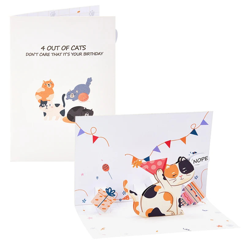 Cat Birthday Pop Up Card Celebration Birthday Greeting Cards Creative Gift Birthday Present For Lover Parents Children Friend