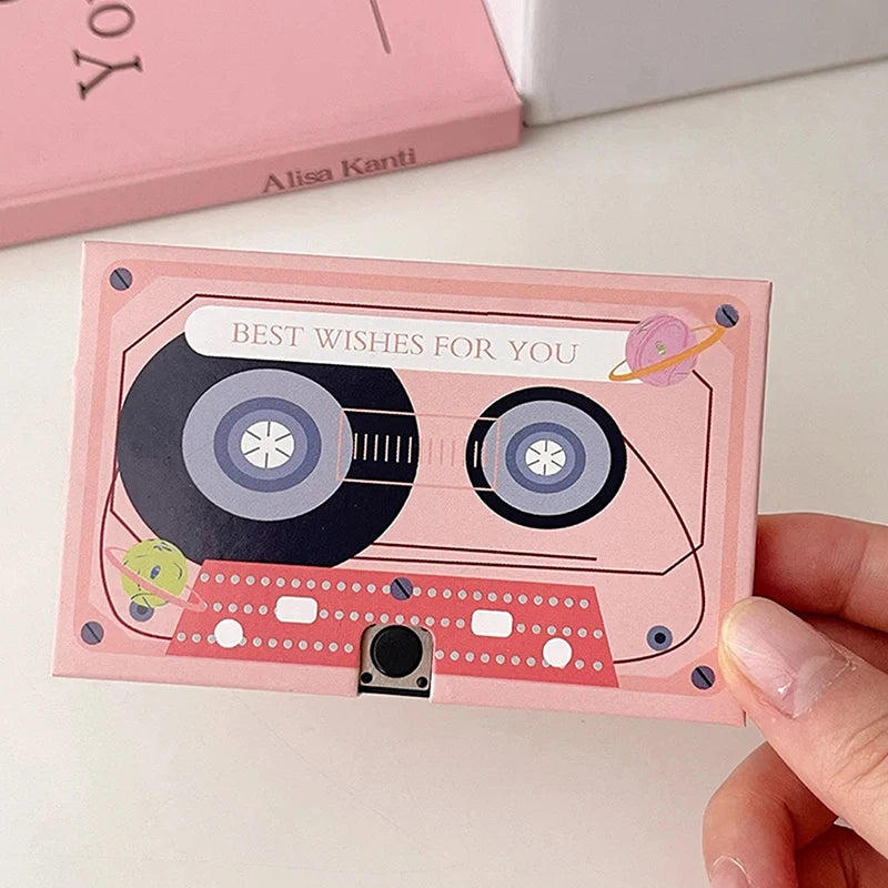 Greeting Card With Recordable Recorder DIY Greeting Post Card Sound Voice Chip Audio Recorder Music Gift Cassette Tape