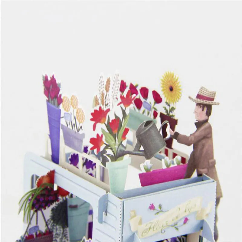Christmas 3D Pop Up Flowers Car Greeting Cards Thank You Card Valentine Anniversary Birthday Party Invitations Card Paper Craft
