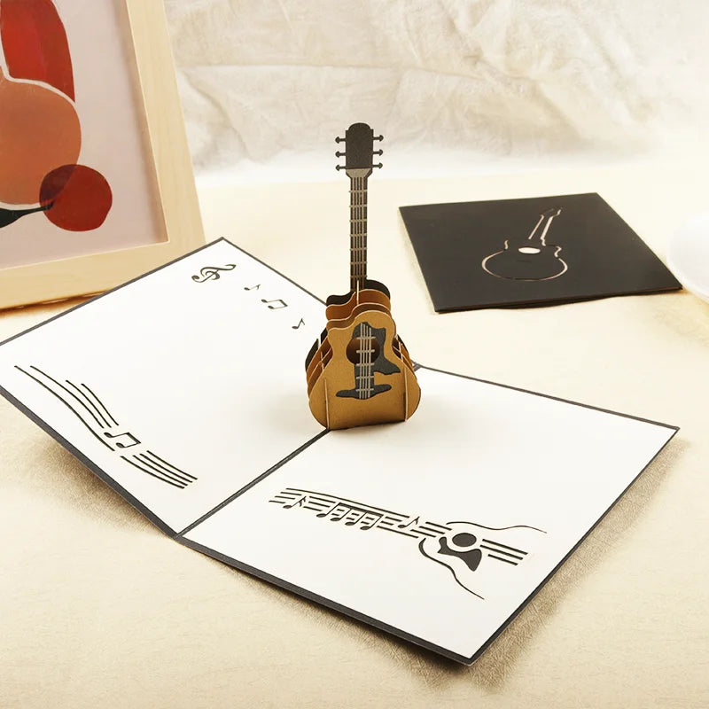 3D Pop Up Card Grand Piano Guitar Greeting Cards